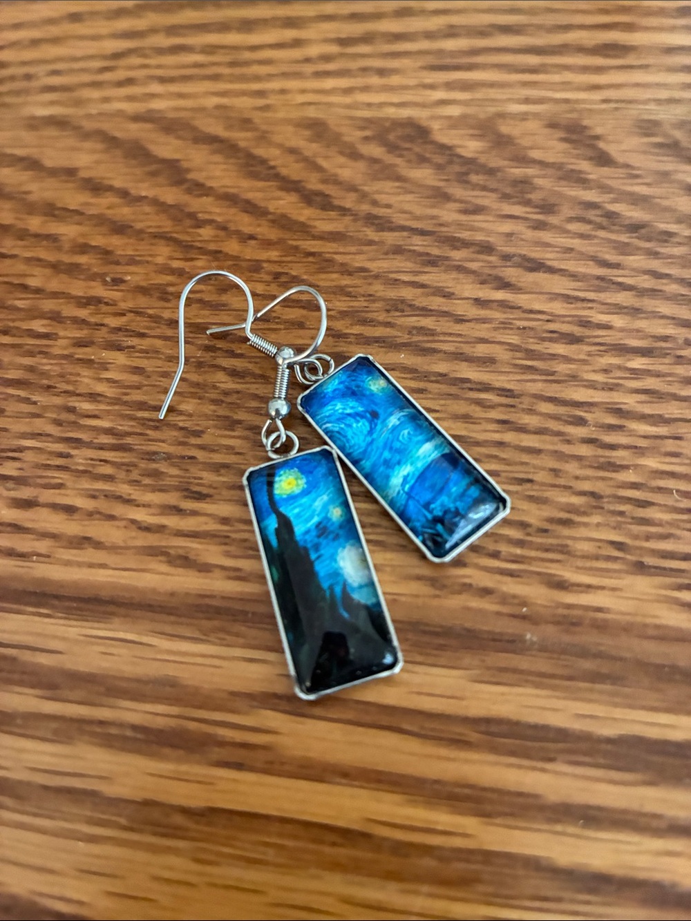 Blue Starry Night Rectangular Drop Earrings - Women Jewelry